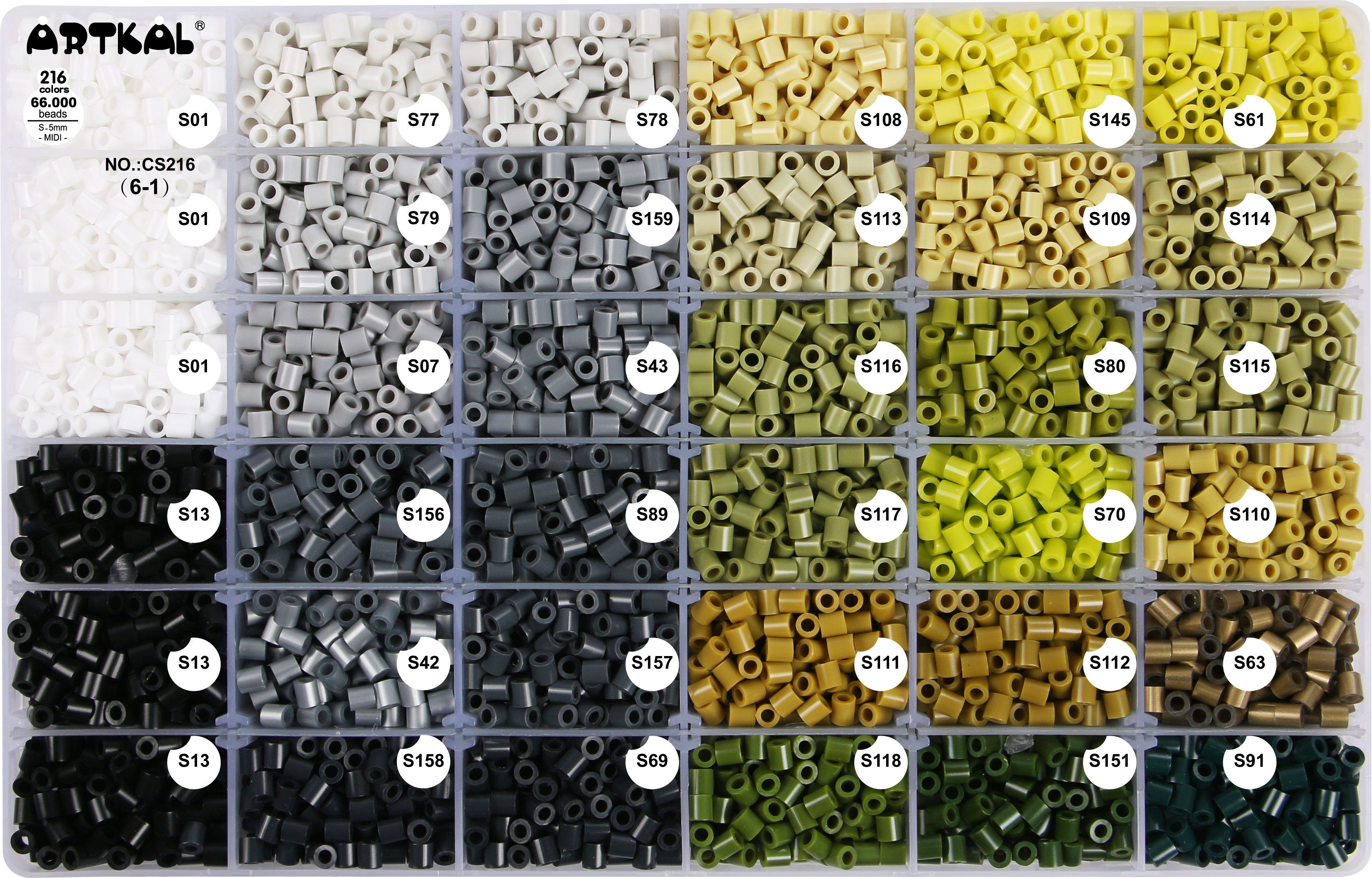 Factory CS216 Kit 6 Boxes Pegboard Beads 5mm for Kids 66000pcs Beads of All Colors in One Box for Art Craft