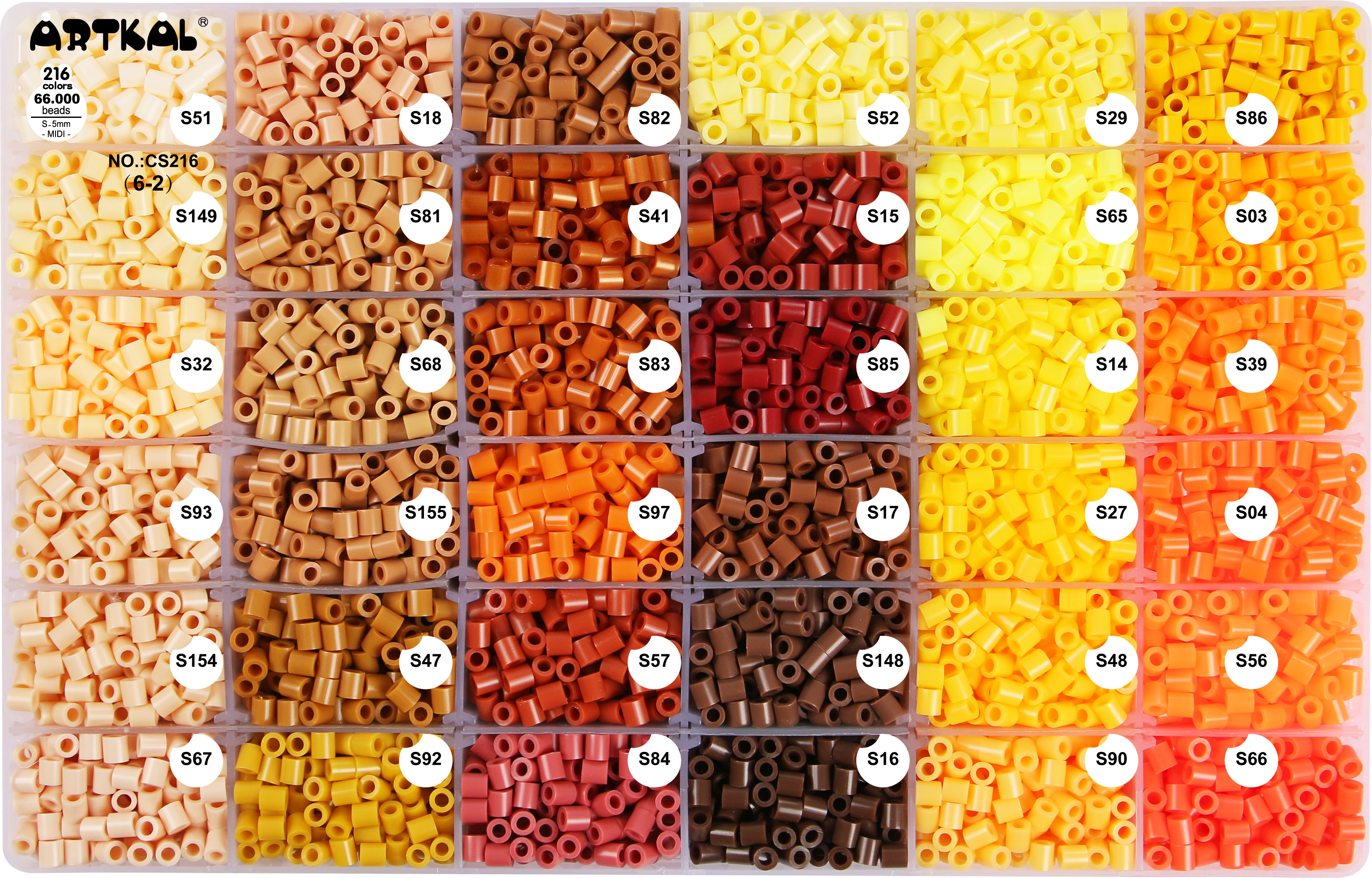 Factory CS216 Kit 6 Boxes Pegboard Beads 5mm for Kids 66000pcs Beads of All Colors in One Box for Art Craft